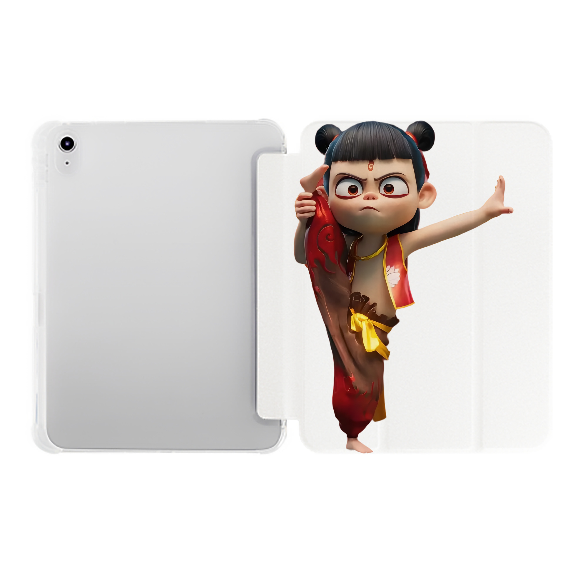 （画像用） Ne Zha 2 ナタ 魔童の大暴れ IPad ケース ペン収納付き 三つ折りスタンド PUレザー×シリコン 対応機種9.5/10.5/10.9インチ